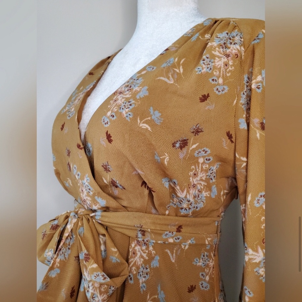 Free People Lilou Dress Toffee Combo Long sleeve cocktail dress - Picture 8 of 11